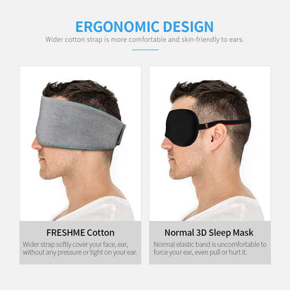 Cotton Sleep Eye Mask for Men - Upgrade Design Blackout Side Sleeper Eyes Cover for Night Sleeping, Large Size Wide Soft Travel Airplane Blindfold with Adjustable Velcro Strap for Work Nap