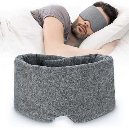 Cotton Sleep Eye Mask for Men - Upgrade Design Blackout Side Sleeper Eyes Cover for Night Sleeping, Large Size Wide Soft Travel Airplane Blindfold with Adjustable Velcro Strap for Work Nap