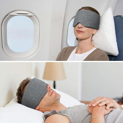 Cotton Sleep Eye Mask for Men - Upgrade Design Blackout Side Sleeper Eyes Cover for Night Sleeping, Large Size Wide Soft Travel Airplane Blindfold with Adjustable Velcro Strap for Work Nap