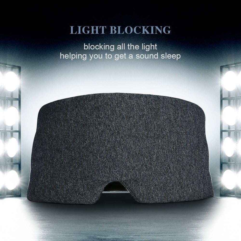Cotton Sleep Eye Mask for Men - Upgrade Design Blackout Side Sleeper Eyes Cover for Night Sleeping, Large Size Wide Soft Travel Airplane Blindfold with Adjustable Velcro Strap for Work Nap