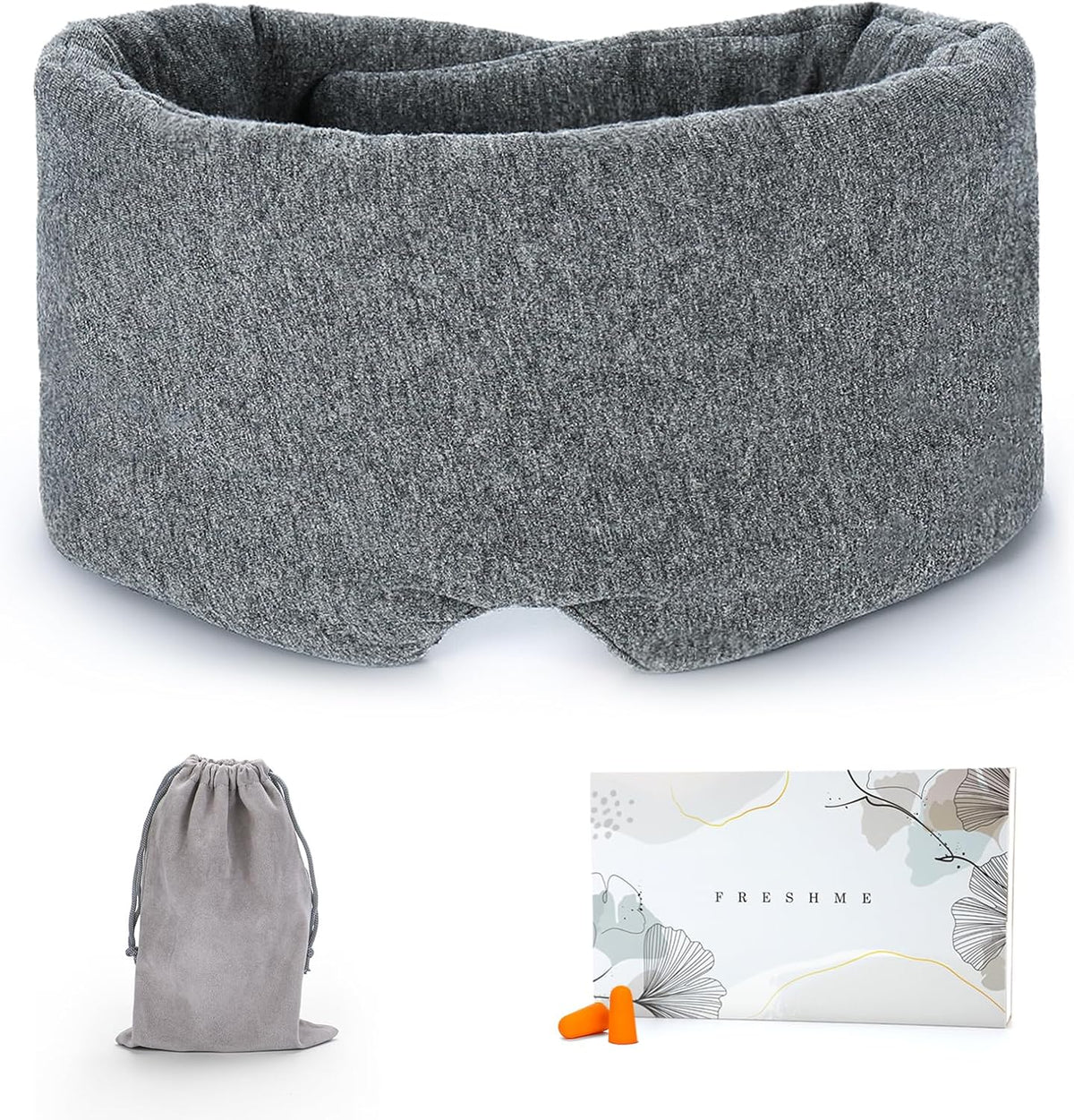 Cotton Sleep Eye Mask for Men - Upgrade Design Blackout Side Sleeper Eyes Cover for Night Sleeping, Large Size Wide Soft Travel Airplane Blindfold with Adjustable Velcro Strap for Work Nap