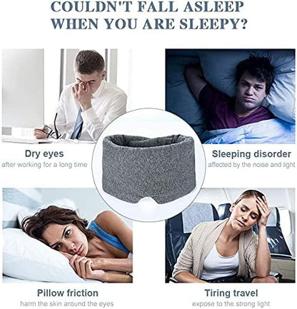 Cotton Sleep Eye Mask for Men - Upgrade Design Blackout Side Sleeper Eyes Cover for Night Sleeping, Large Size Wide Soft Travel Airplane Blindfold with Adjustable Velcro Strap for Work Nap