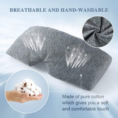 Cotton Sleep Eye Mask for Men - Upgrade Design Blackout Side Sleeper Eyes Cover for Night Sleeping, Large Size Wide Soft Travel Airplane Blindfold with Adjustable Velcro Strap for Work Nap