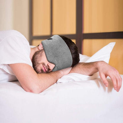 Cotton Sleep Eye Mask for Men - Upgrade Design Blackout Side Sleeper Eyes Cover for Night Sleeping, Large Size Wide Soft Travel Airplane Blindfold with Adjustable Velcro Strap for Work Nap