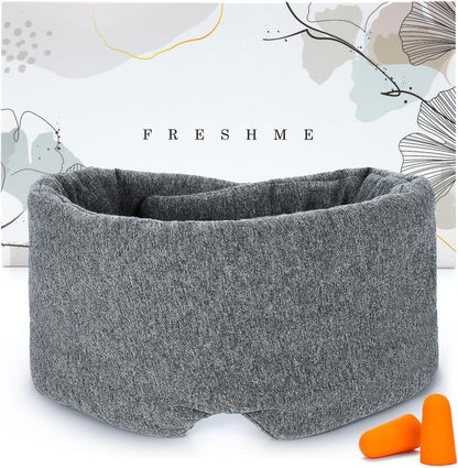 Cotton Sleep Eye Mask for Men - Upgrade Design Blackout Side Sleeper Eyes Cover for Night Sleeping, Large Size Wide Soft Travel Airplane Blindfold with Adjustable Velcro Strap for Work Nap