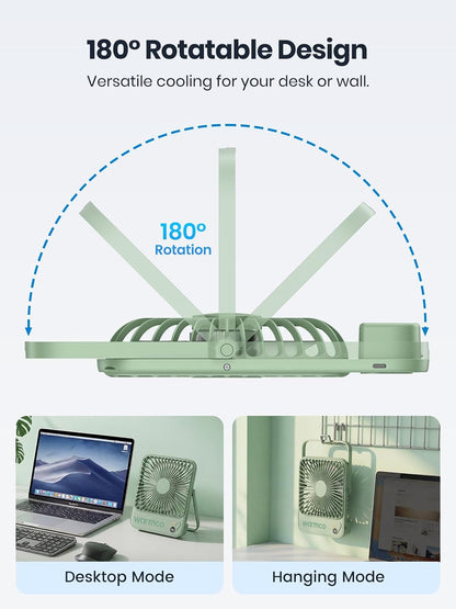 Warmco D3 Portable Travel Fan 10000mAh, Ultra-Slim, 10-24H Battery Life
