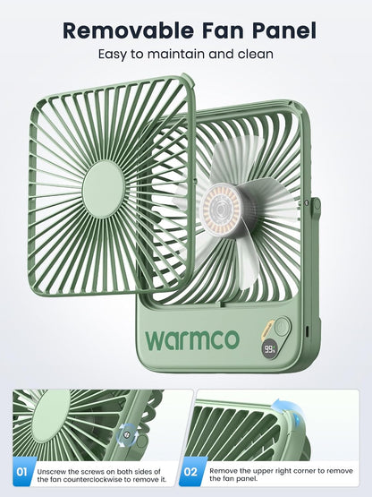 Warmco D3 Portable Travel Fan 10000mAh, Ultra-Slim, 10-24H Battery Life