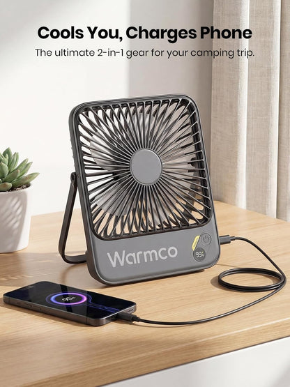 Warmco D3 Portable Travel Fan 10000mAh, Ultra-Slim, 10-24H Battery Life