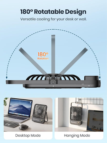 Warmco D3 Portable Travel Fan 10000mAh, Ultra-Slim, 10-24H Battery Life