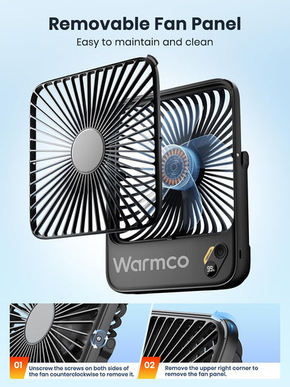Warmco D3 Portable Travel Fan 10000mAh, Ultra-Slim, 10-24H Battery Life
