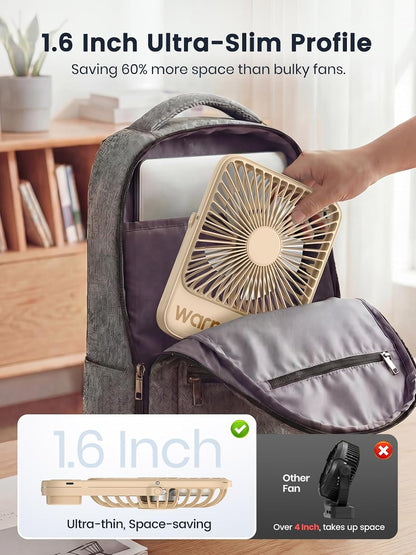 Warmco D3 Portable Travel Fan 10000mAh, Ultra-Slim, 10-24H Battery Life