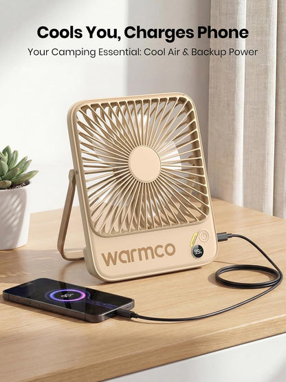 Warmco D3 Portable Travel Fan 10000mAh, Ultra-Slim, 10-24H Battery Life