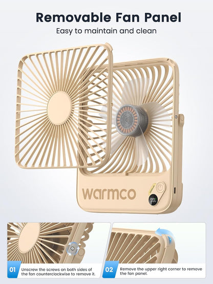Warmco D3 Portable Travel Fan 10000mAh, Ultra-Slim, 10-24H Battery Life