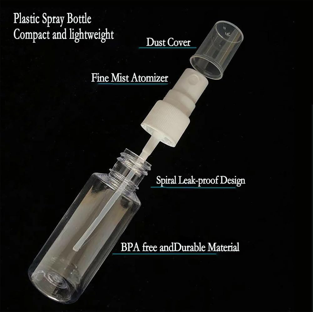 4Pk Clear Empty Travel Spray Bottles, Leakproof for Toner Face Hair