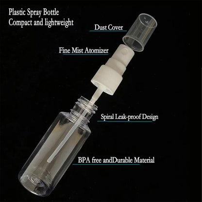 4Pk Clear Empty Travel Spray Bottles, Leakproof for Toner Face Hair