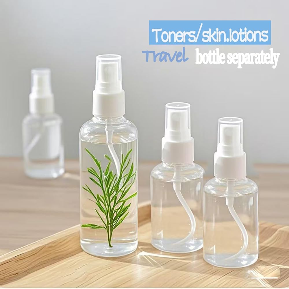4Pk Clear Empty Travel Spray Bottles, Leakproof for Toner Face Hair