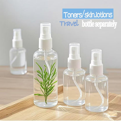 4Pk Clear Empty Travel Spray Bottles, Leakproof for Toner Face Hair