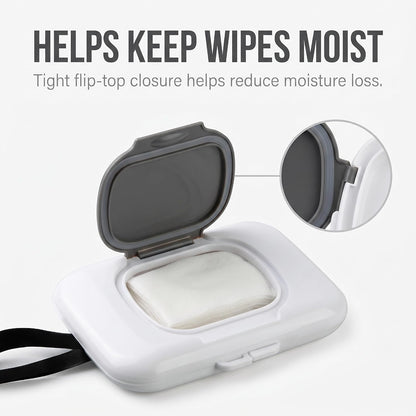 1Pc Travel Wipe Holder Reusable Wet Wipe Container Box Strollers Hanging Dispensers Refillable Wipe Case Safe Wet Storage Wipe Holders Wipes and Holders（Gray）