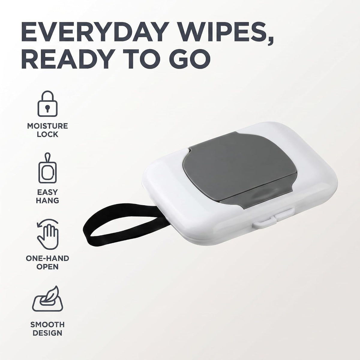 1Pc Travel Wipe Holder Reusable Wet Wipe Container Box Strollers Hanging Dispensers Refillable Wipe Case Safe Wet Storage Wipe Holders Wipes and Holders（Gray）