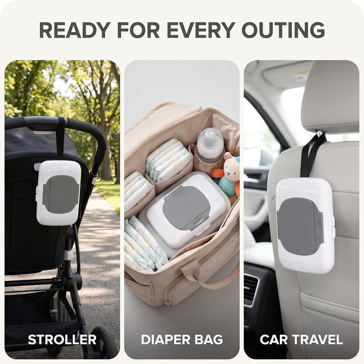 1Pc Travel Wipe Holder Reusable Wet Wipe Container Box Strollers Hanging Dispensers Refillable Wipe Case Safe Wet Storage Wipe Holders Wipes and Holders（Gray）