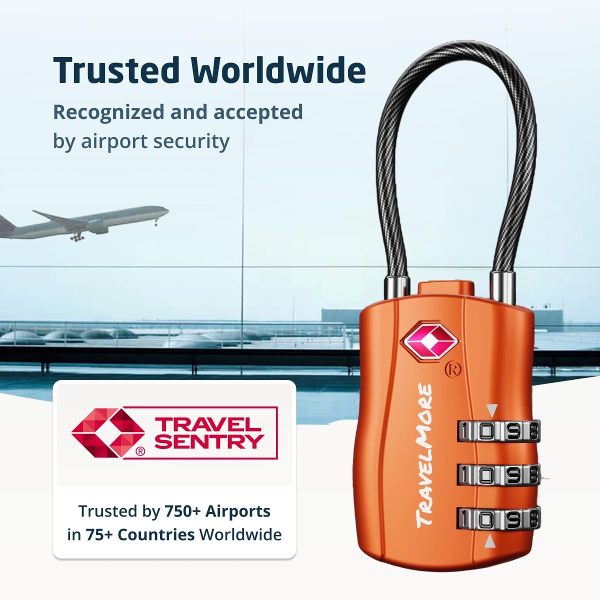 TSA Approved Luggage Locks, Travel Combination Cable Locks
