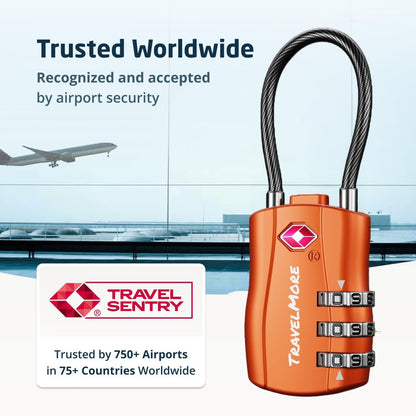 TSA Approved Luggage Locks, Travel Combination Cable Locks