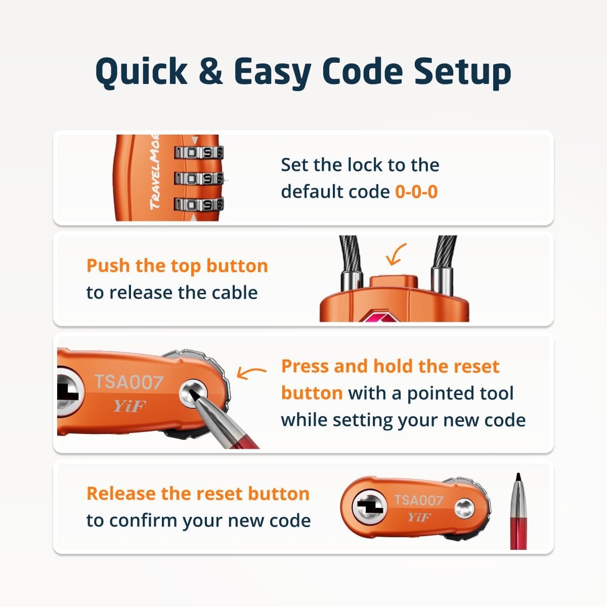 TSA Approved Luggage Locks, Travel Combination Cable Locks