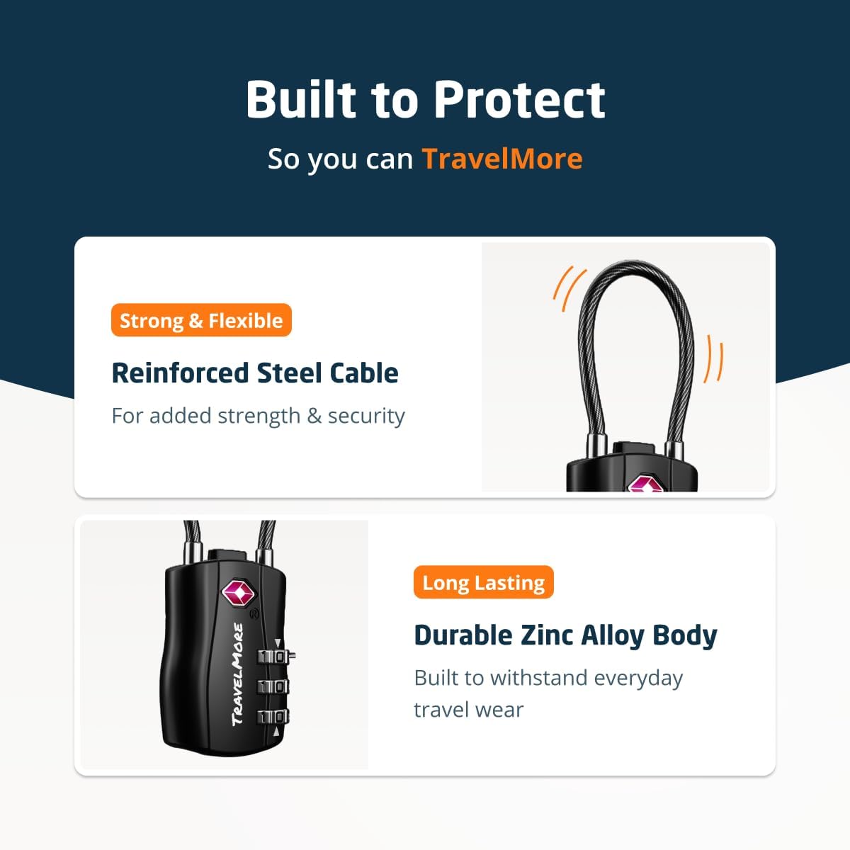 TSA Approved Luggage Locks, Travel Combination Cable Locks