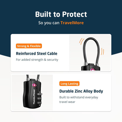 TSA Approved Luggage Locks, Travel Combination Cable Locks