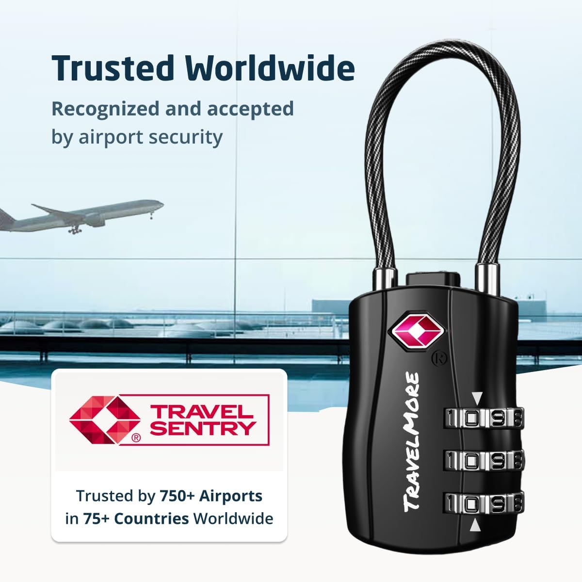 TSA Approved Luggage Locks, Travel Combination Cable Locks
