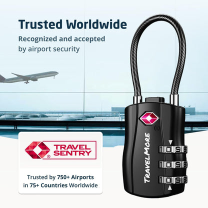 TSA Approved Luggage Locks, Travel Combination Cable Locks