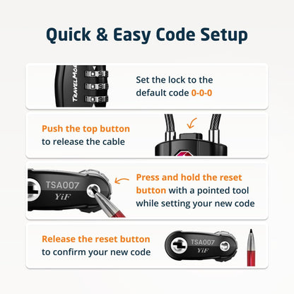 TSA Approved Luggage Locks, Travel Combination Cable Locks
