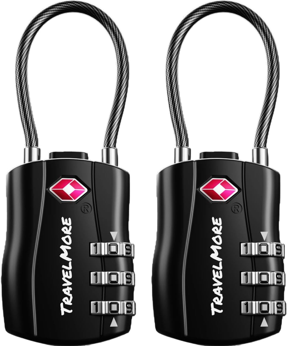 TSA Approved Luggage Locks, Travel Combination Cable Locks