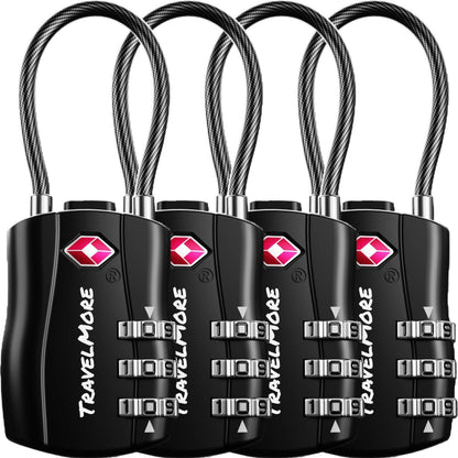 TSA Approved Luggage Locks, Travel Combination Cable Locks