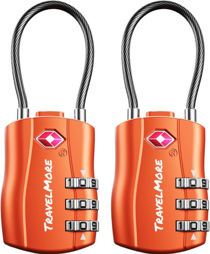 TSA Approved Luggage Locks, Travel Combination Cable Locks