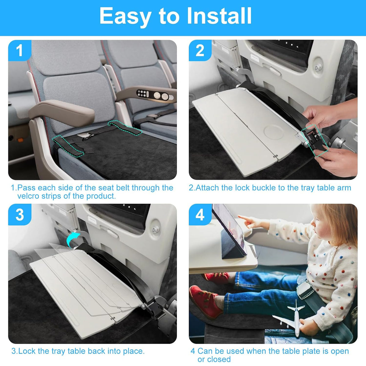 Toddler Airplane Bed, Kids Airplane Seat Extender Travel Bed, Kids Airplane Travel Essentials, Airplane Must Have for Toddlers, Portable Plane Foot Rest for Flights