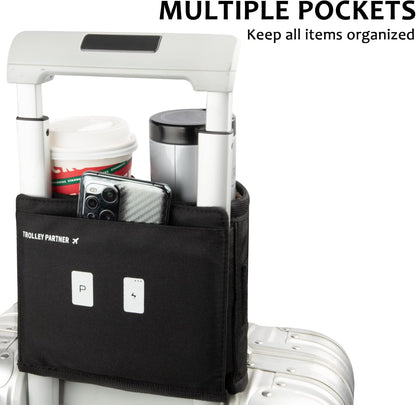 Luggage Travel Cup Holder Free Hand Drink Caddy - Hold Two Coffee Mugs - Fits Roll on Most Suitcase Handles - Gifts for Flight Attendants &Frequent Travelers Accessories Black