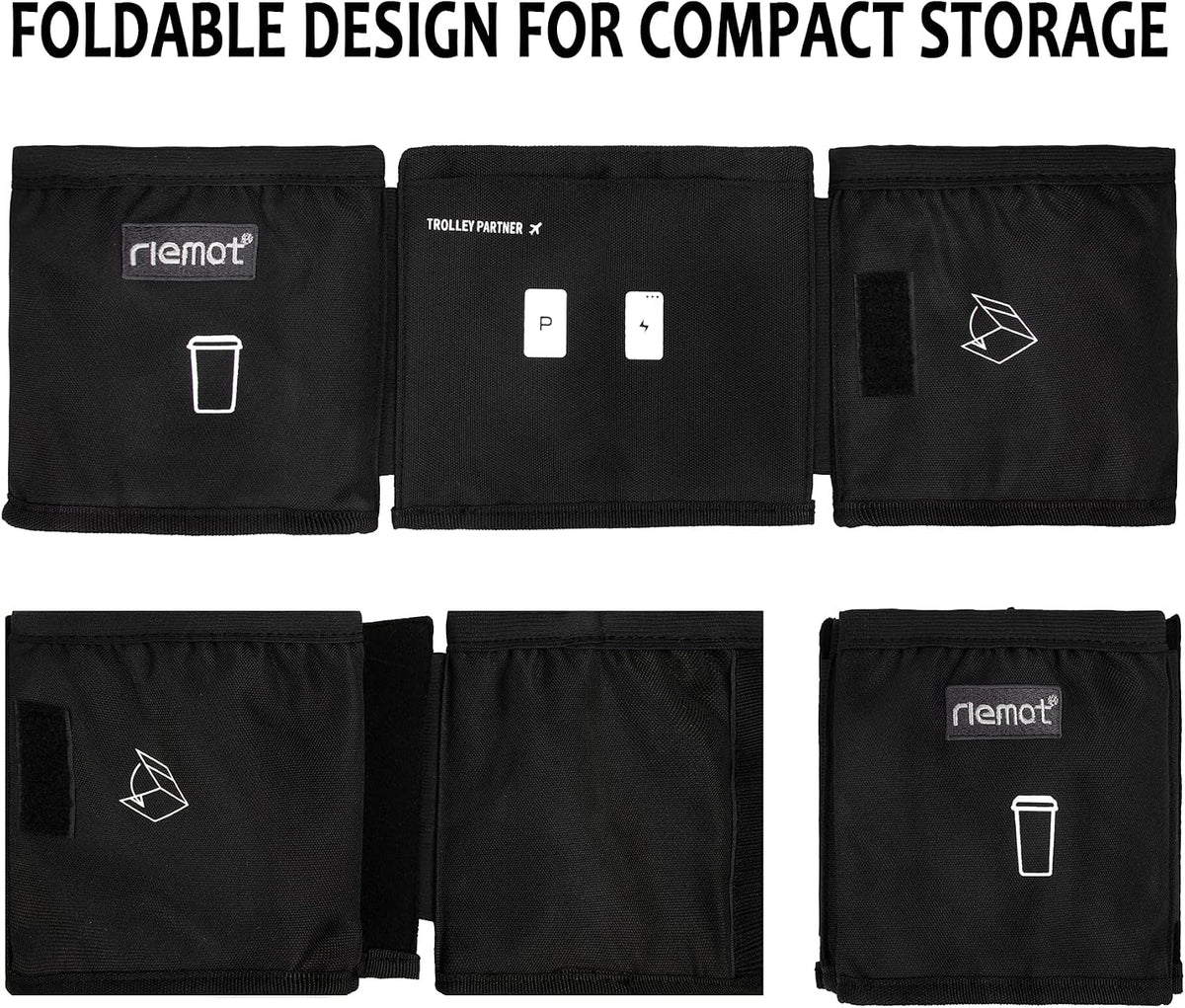 Luggage Travel Cup Holder Free Hand Drink Caddy - Hold Two Coffee Mugs - Fits Roll on Most Suitcase Handles - Gifts for Flight Attendants &Frequent Travelers Accessories Black