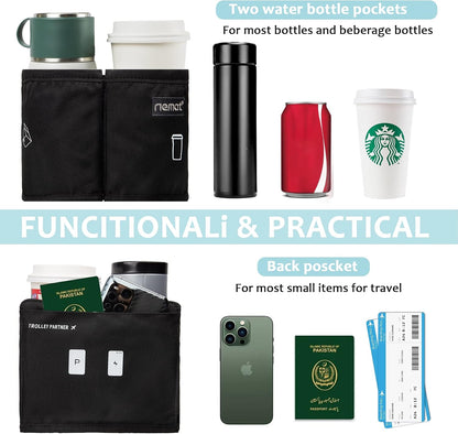 Luggage Travel Cup Holder Free Hand Drink Caddy - Hold Two Coffee Mugs - Fits Roll on Most Suitcase Handles - Gifts for Flight Attendants &Frequent Travelers Accessories Black