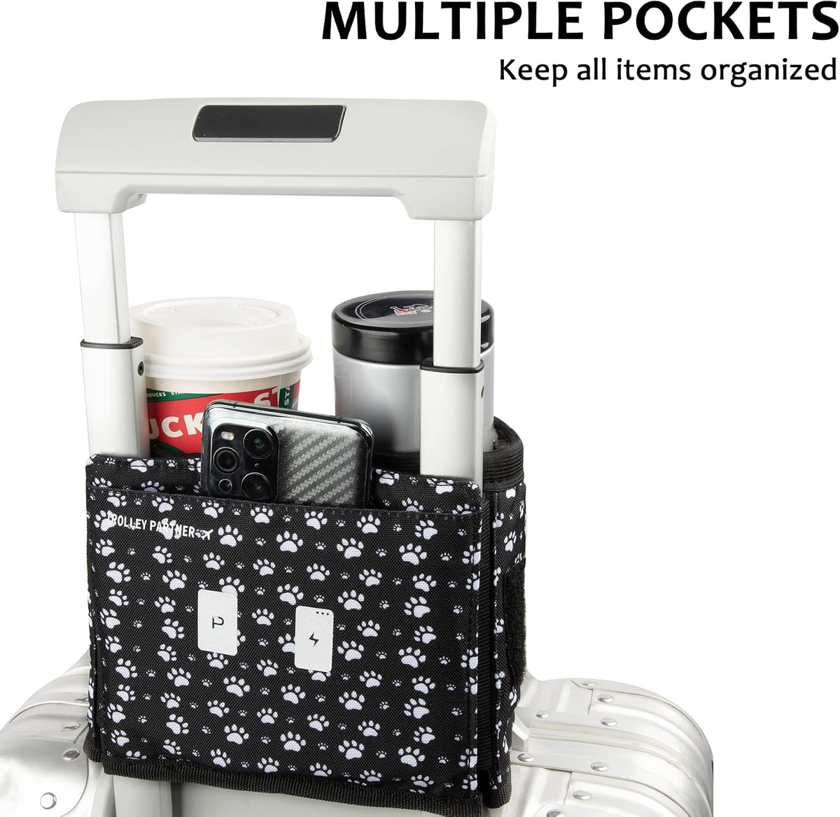 Luggage Travel Cup Holder Free Hand Drink Caddy - Hold Two Coffee Mugs - Fits Roll on Most Suitcase Handles - Gifts for Flight Attendants &Frequent Travelers Accessories Black