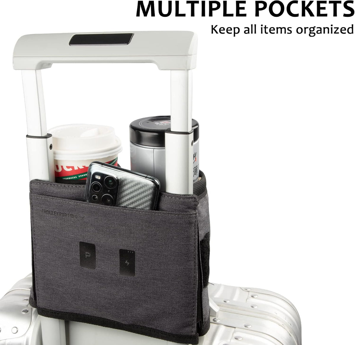 Luggage Travel Cup Holder Free Hand Drink Caddy - Hold Two Coffee Mugs - Fits Roll on Most Suitcase Handles - Gifts for Flight Attendants &Frequent Travelers Accessories Black