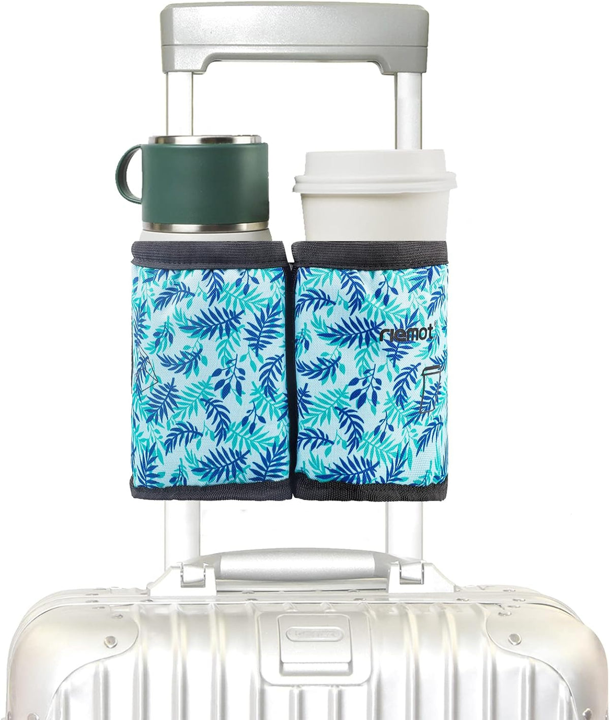 Luggage Travel Cup Holder Free Hand Drink Caddy - Hold Two Coffee Mugs - Fits Roll on Most Suitcase Handles - Gifts for Flight Attendants &Frequent Travelers Accessories Black