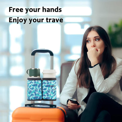 Luggage Travel Cup Holder Free Hand Drink Caddy - Hold Two Coffee Mugs - Fits Roll on Most Suitcase Handles - Gifts for Flight Attendants &Frequent Travelers Accessories Black