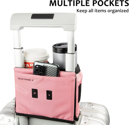 Luggage Travel Cup Holder Free Hand Drink Caddy - Hold Two Coffee Mugs - Fits Roll on Most Suitcase Handles - Gifts for Flight Attendants &Frequent Travelers Accessories Black