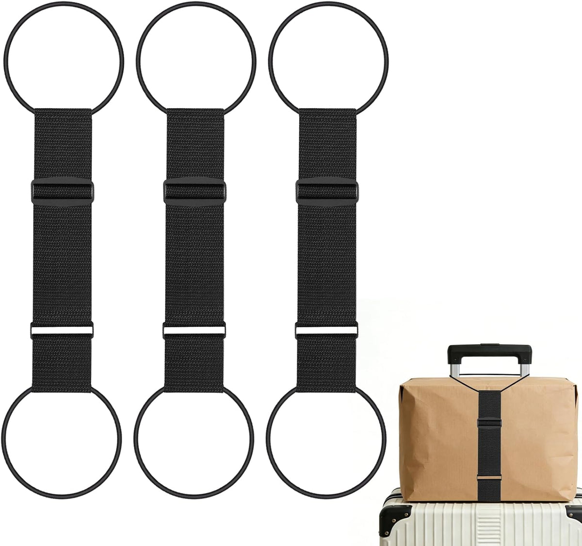 3PCS Luggage Straps,Adjustable Luggage Connector Straps to Two Suitcases