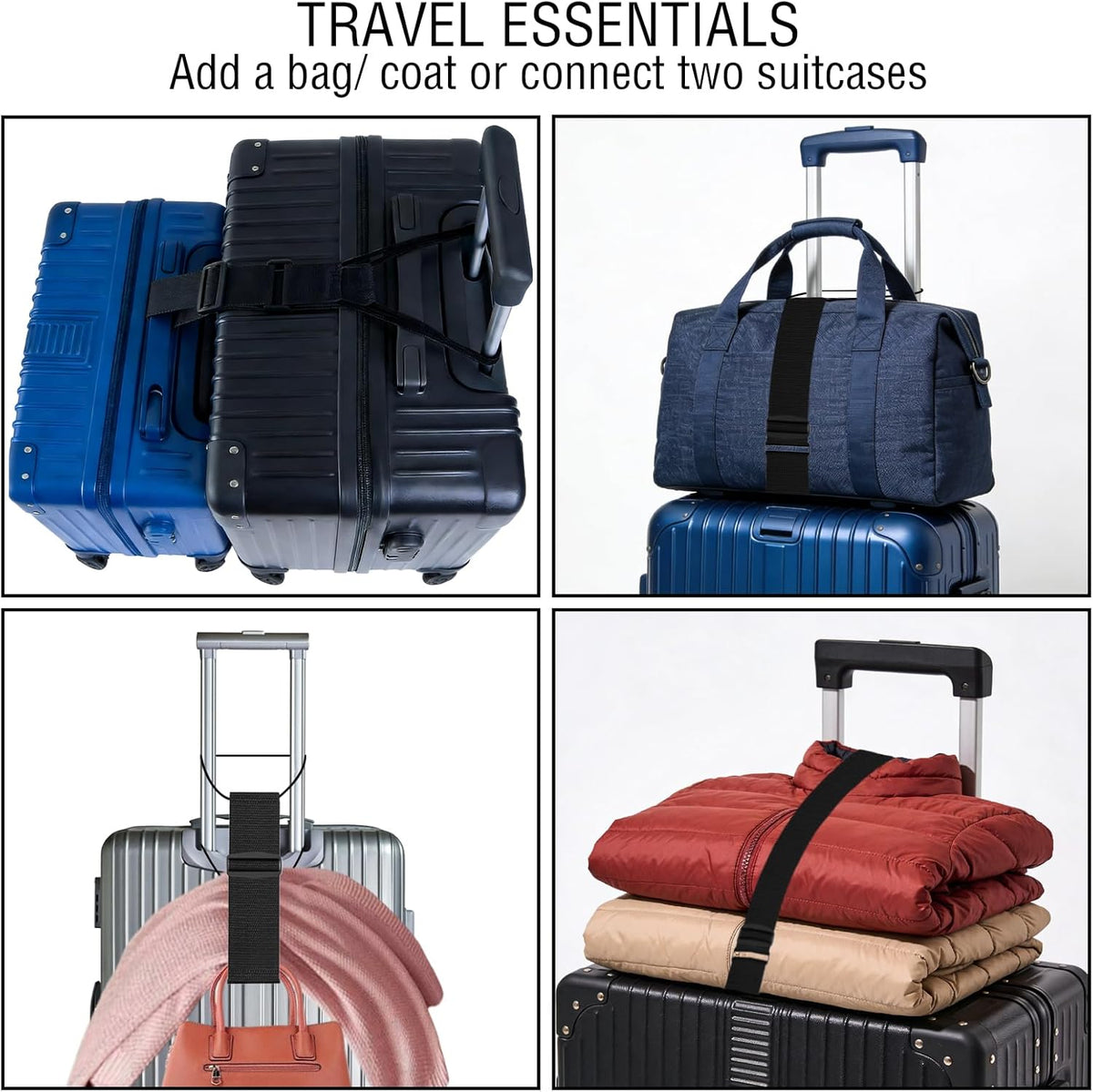 3PCS Luggage Straps,Adjustable Luggage Connector Straps to Two Suitcases