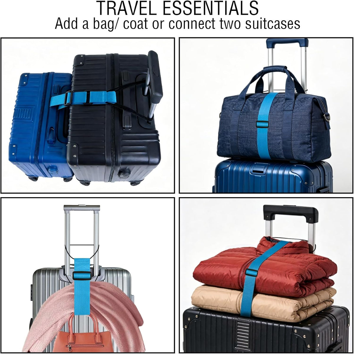 3PCS Luggage Straps,Adjustable Luggage Connector Straps to Two Suitcases