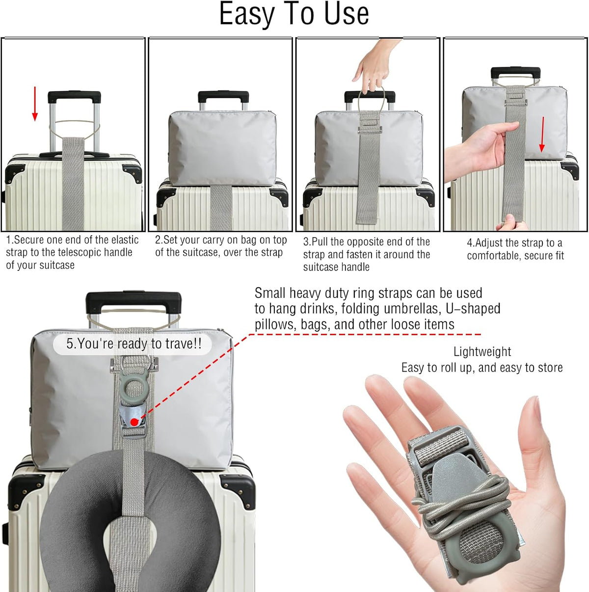 3PCS Luggage Straps,Adjustable Luggage Connector Straps to Two Suitcases