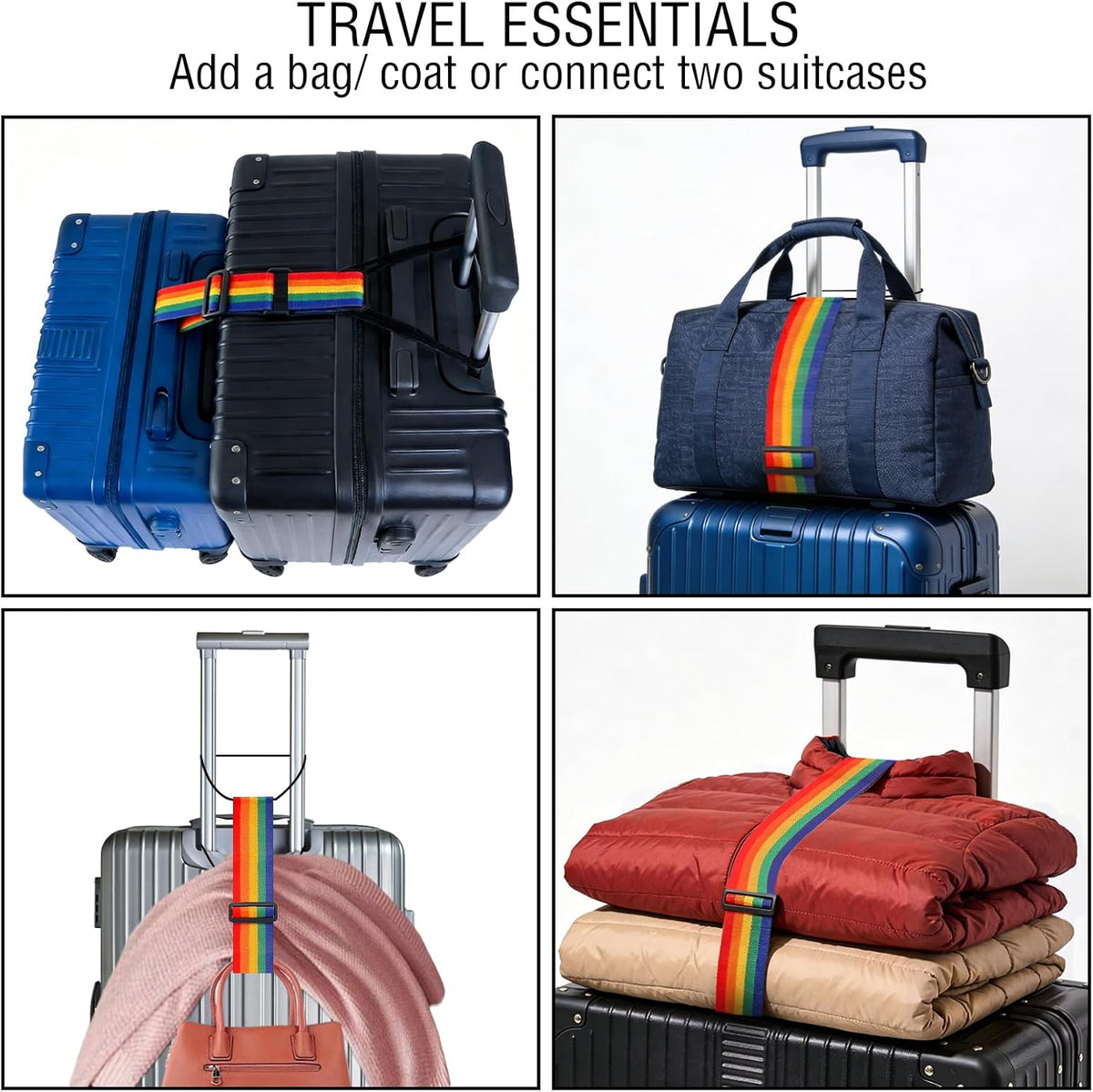 3PCS Luggage Straps,Adjustable Luggage Connector Straps to Two Suitcases