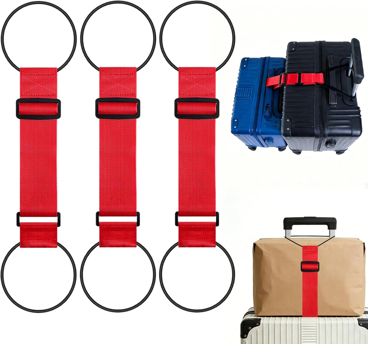 3PCS Luggage Straps,Adjustable Luggage Connector Straps to Two Suitcases